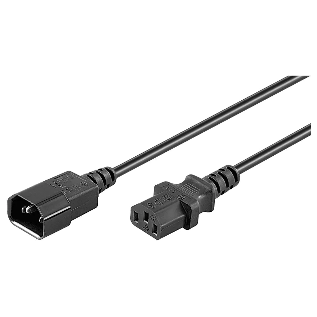 (imagem para) Cabo de alimentação IEC C14 (3 pinos) macho - IEC C13 (3 pinos) fêmea - 1.5m